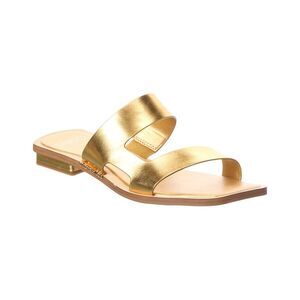 Franco Sarto Metallic Gold Double Band Slide Sandals